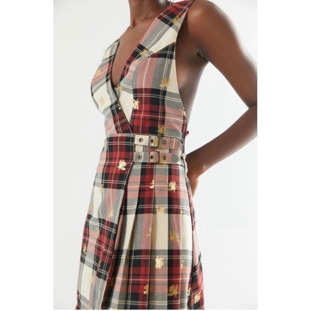 Urban Outfitters UO Plaid Bee Jumper Mini Dress
